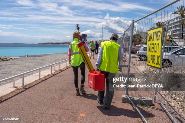 Elargissement du trottoir de la Promenade des anglais, piste cyclable « en site propre » avec bordures, réfection de l?ensemble des trottoirs et de...