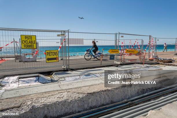 Elargissement du trottoir de la Promenade des anglais, piste cyclable « en site propre » avec bordures, réfection de l?ensemble des trottoirs et de...