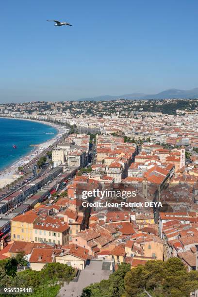 Vieille ville , Promenade des anglais, Baie des anges Nice, France.