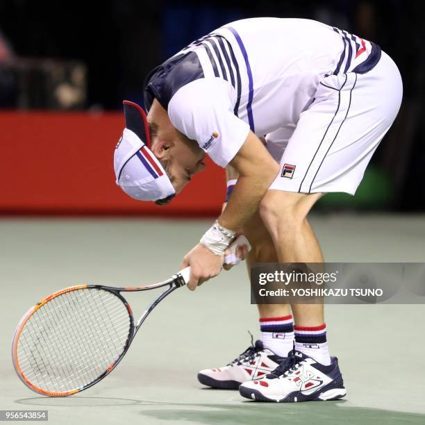 Le joueur de tennis argentin Diego Schwartzman lors de sa défaite à la demi finale du tournoi Rakuten Japan Open tennis championships à Tokyo le 7...