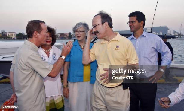 Ambassador in Colombia William Brownfield talks with US Congressman Eliot Engell as Resident commissioner of Puerto Rico in Washington, Pedro...