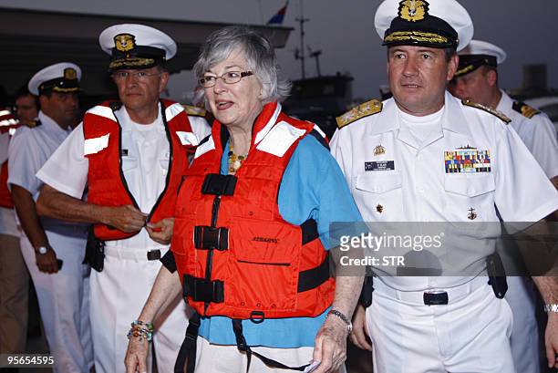 Congresswoman Lynn Woolsey visits a Colombian Navy base in Cartagena, Colombia on January 8, 2010. Colombia's President Alvaro Uribe will ask a group...