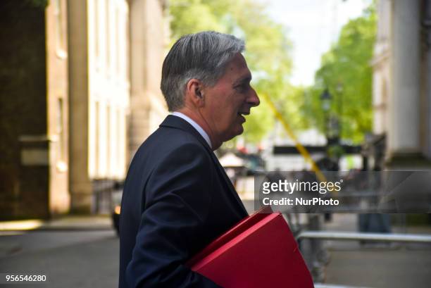 British Chancellor of the Exchequer Philip Hammond leaves Downing Street ahead to the House of Commons, to attend the weekly Prime Minister Questions...