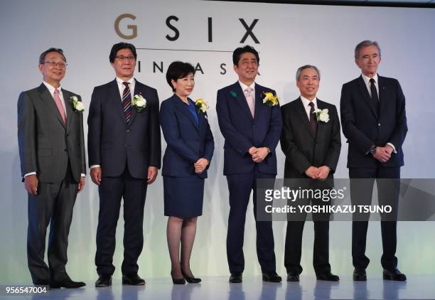 Sumitomo Corporation president Kuniharu Nakamura, J-Front Retailing president Ryoichi Yamamoto, Tokyo Governor Yuriko Koike, Prime Minister Shinzo...