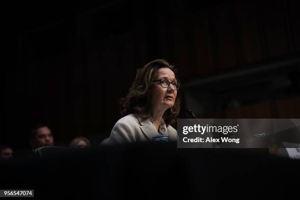 Director nominee Gina Haspel speaks during her confirmation hearing before the Senate Committee on Intelligence May 9, 2018 in Washington, DC. If...