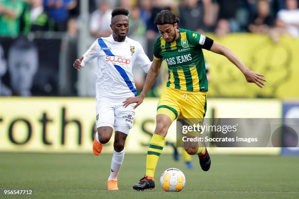 Thulani Serero of Vitesse, Nasser El Khayati of ADO Den Haag during the Dutch Eredivisie match between Vitesse v ADO Den Haag at the GelreDome on May...