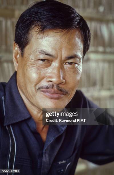 General Dien Del , fondateur en 1979 et commandant en Chef de de l'Armée du FNLPK , avril 1984, province de Sisophon, Cambodge.