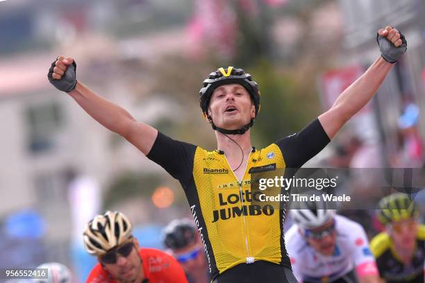 Arrival / Enrico Battaglin of Italy and Team LottoNL-Jumbo Celebration / Giovanni Visconti of Italy and Team Bahrain-Merida / Jose Goncalves of...