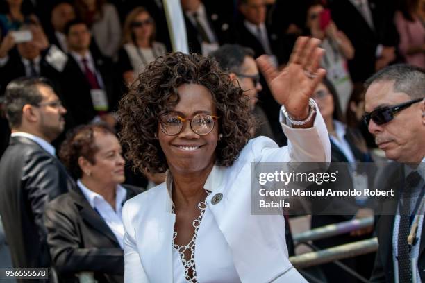 Epsy Campell Vice Presidente of Costa Rica greets during Inauguration Day of Costa Rica elected President Carlos Alvarado at Plaza de la Democracia...