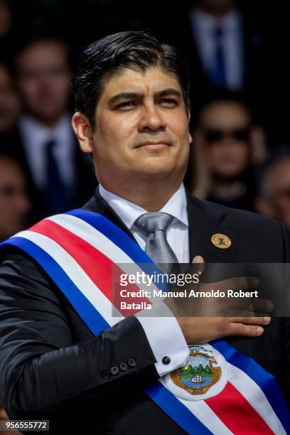 Carlos Alvarado elected President of Costa Rica lloks on durinh his Inauguration Day at Plaza de la Democracia on May 08, 2018 in San Jose, Costa...