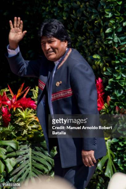 Evo Morales President of Bolivia attends the Inauguration Day of Costa Rica elected President Carlos Alvarado at Plaza de la Democracia on May 08,...