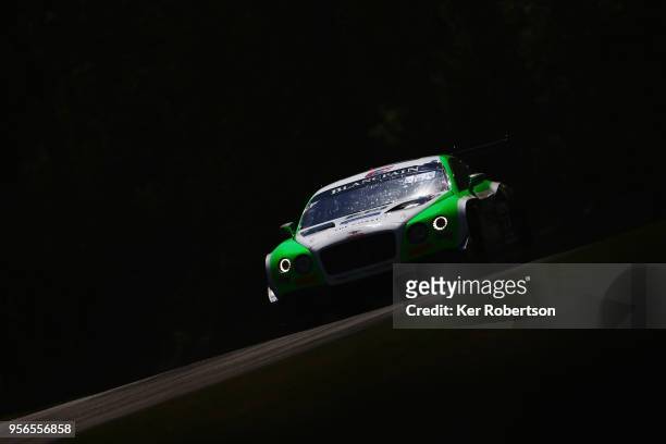 The Team Parker Racing Bentley Continental GT3 of Ian Loggie and Callum MacLeod drives during the Blancpain GT Series Sprint Cup at Brands Hatch on...
