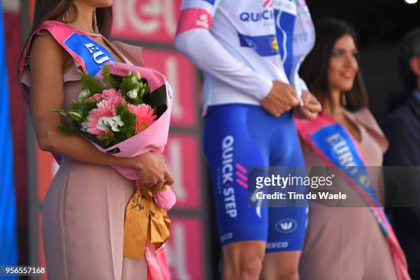Podium / Maximilian Schachmann of Germany and Team Quick-Step Floors White Best Young Riders Jersey / Miss Hostess / Flowers / during the 101th Tour...