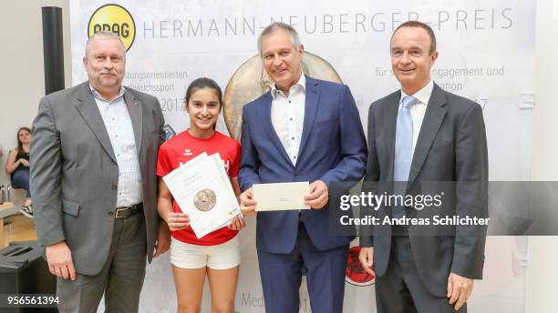 Hermann-Neuberger-Plakette 2017 , TV Lebach , Udo Genetsch , Younia Sawa , Thomas Schwinn , Dr. Peter Caninenberg during the awarding ceremony of...