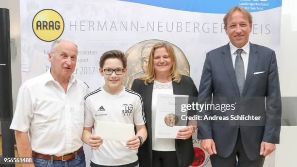 Hermann-Neuberger-Plakette 2017 , TG Saar , Juergen Leiner , Maxim Kovalenko , Andrea Steinmetz , Christian Vogee during the awarding ceremony of...