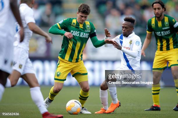 Bas Kuipers of ADO Den Haag, Thulani Serero of Vitesse during the Dutch Eredivisie match between Vitesse v ADO Den Haag at the GelreDome on May 12,...