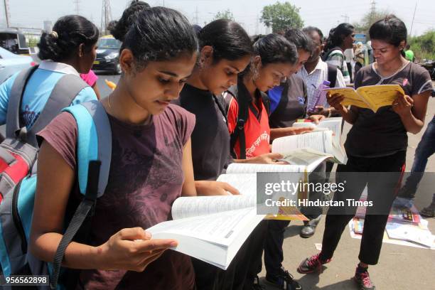 Women aspirants prepares for Maharashtra police recruitment drive held from 7th May to 9th May 2018 on service road at Bhandup Eastern Express...