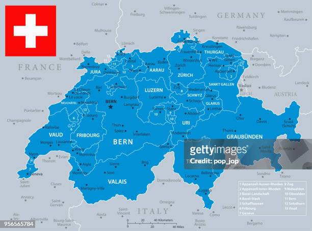 33 - switzerland - blue gray 10 - zurich map stock illustrations