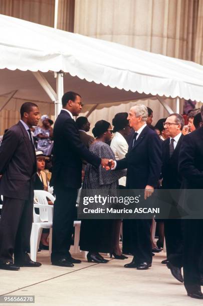 Le premier ministre français Edouard Balladur à l'enterrement de Félix Houphouët-Boigny, à Yamoussoukro, le 7 février 1994, Côte d?Ivoire.