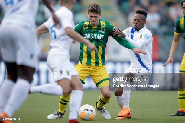 Bas Kuipers of ADO Den Haag, Thulani Serero of Vitesse during the Dutch Eredivisie match between Vitesse v ADO Den Haag at the GelreDome on May 12,...