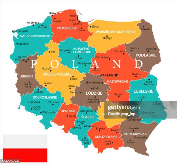 map of poland - vector - wroclaw stock illustrations