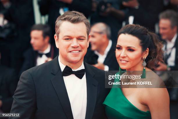 Matt Damon and Luciana Damon walk the red carpet ahead of the 'Suburbicon' screening during the 74th Venice Film Festival at Sala Grande on September...