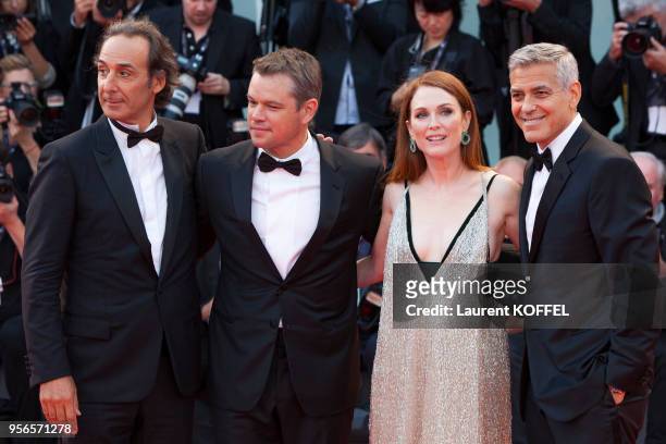 George Clooney, Julianne Moore, Matt Damon and Alexandre Desplat walk the red carpet ahead of the 'Suburbicon' screening during the 74th Venice Film...