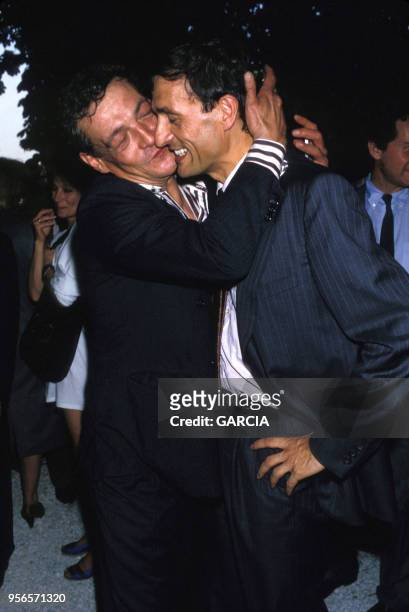 Philippe et François Léotard lors de la fête du Cinéma en juin 1986 à Paris, France.