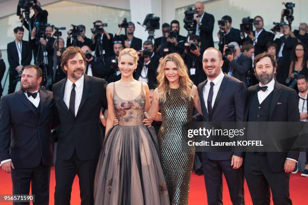 Scott Franklin, Javier Bardem, Jennifer Lawrence, Michelle Pfeiffer, Darren Aronofsky and walks the red carpet ahead of the 'mother!' screening...