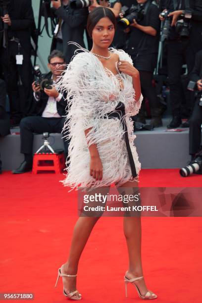 Tina Kunakey walks the red carpet ahead of the 'Suburbicon' screening during the 74th Venice Film Festival at Sala Grande on September 2, 2017 in...
