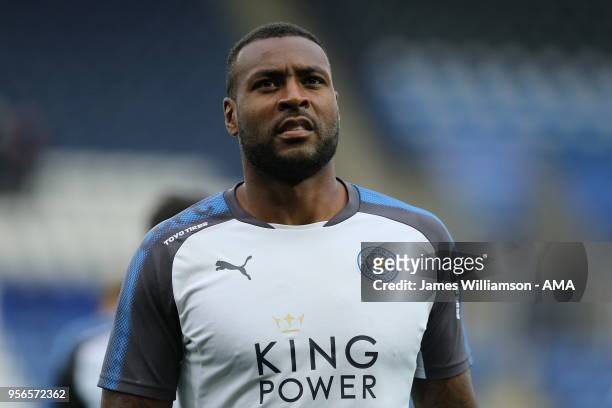 Wes Morgan of Leicester City during the Premier League match between Leicester City and Arsenal at The King Power Stadium on May 9, 2018 in...