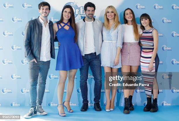 Anton Lofer, Pilar Rubio, Miguel Angel Munoz, Patricia Conde, Paula Gonu and Aitana Ocana attend the 'Buscamos la sonrisa Orbit' event photocall on...