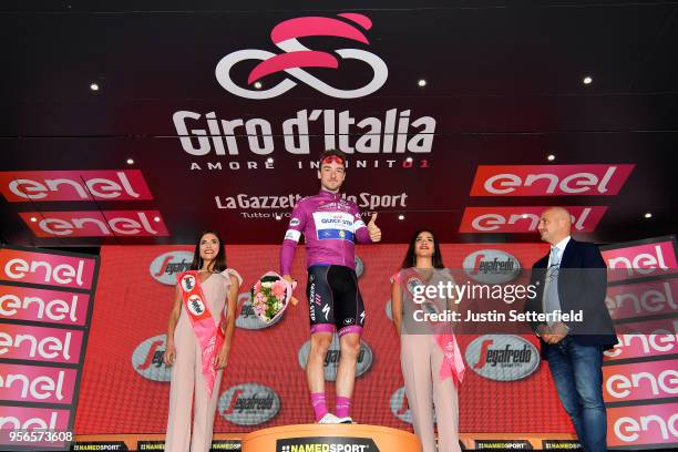 Podium / Elia Viviani of Italy and Team Quick-Step Floors Purple Points Jersey / Celebration / during the 101th Tour of Italy 2018, Stage 5 a 153km...