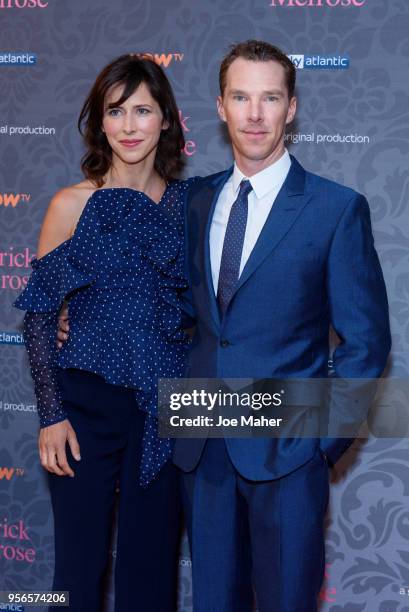 Sophie Hunter and Benedict Cumberbatch attend the launch of 'Patrick Melrose' at Searcys Knightsbridge on May 9, 2018 in London, England.