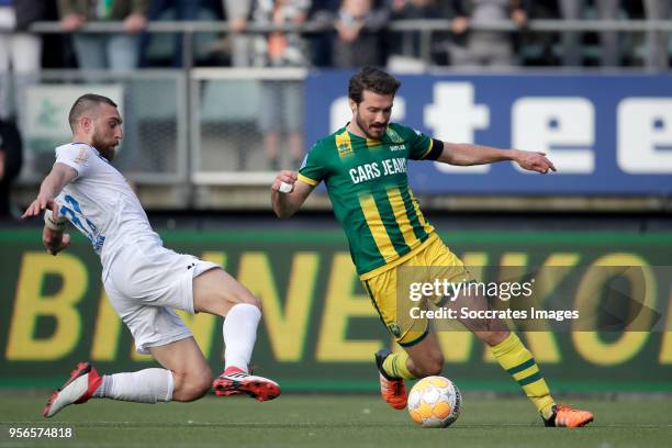 Guram Kashia of Vitesse, Edouard Duplan of ADO Den Haag during the Dutch Eredivisie match between Vitesse v ADO Den Haag at the GelreDome on May 12,...