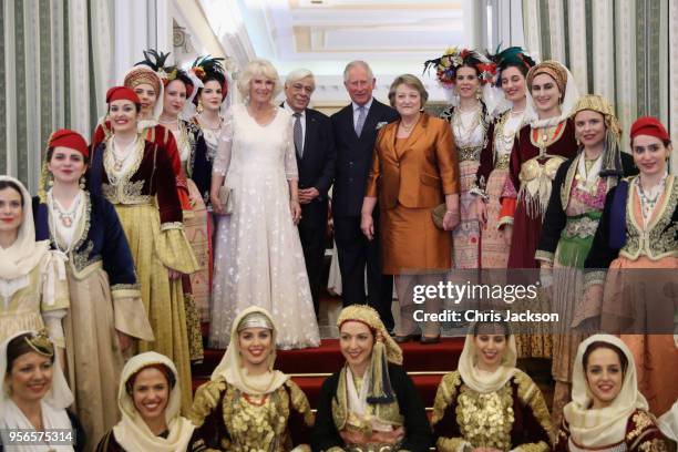 Prince Charles, Prince of Wales and Camilla, Duchess of Cornwall pose with the President of Greece Prokopis Pavlopoulos and his wife Vlassia...