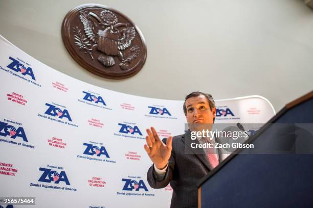 Sen. Ted Cruz speaks during an event hosted by the Zionist Organization of America on Capitol Hill on May 9, 2018 in Washington, DC.