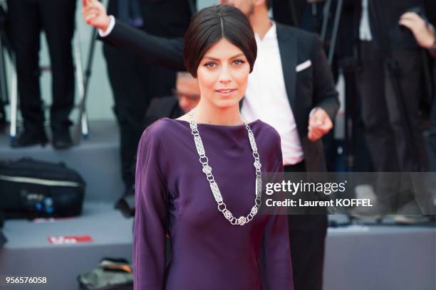 Alessandra Mastronardi walks the red carpet ahead of the 'Suburbicon' screening during the 74th Venice Film Festival at Sala Grande on September 2,...