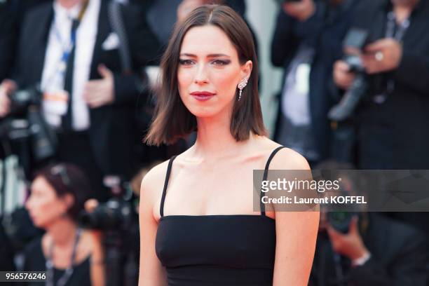 Rebecca Hall walks the red carpet ahead of the 'Suburbicon' screening during the 74th Venice Film Festival at Sala Grande on September 2, 2017 in...