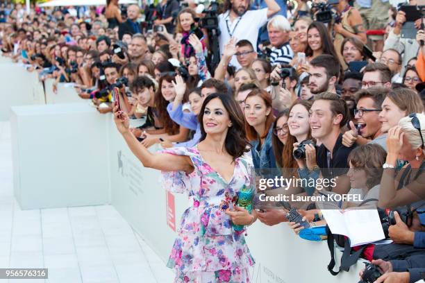 Maria Grazia Cucinotta walks the red carpet ahead of the 'Suburbicon' screening during the 74th Venice Film Festival at Sala Grande on September 2,...