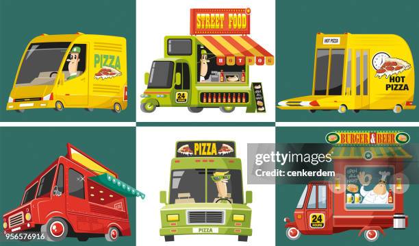 food truck set - food truck stock illustrations