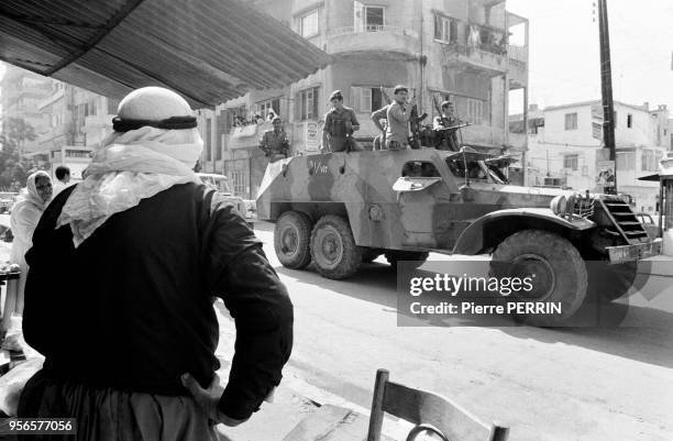 Manifestation de soldats de l'armée syrienne après l'assassinat d'Anouar el-Sadate le 7 octobre 1981 à Beyrouth, Liban.