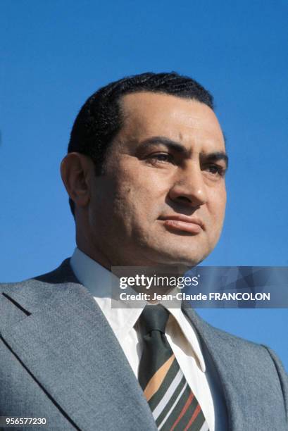 Hosni Moubarak en 1988 en Egypte.