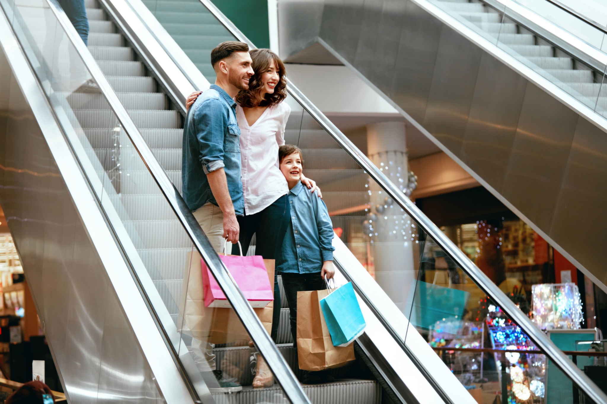 happy customers escalator