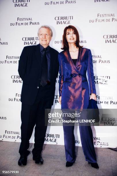 Portrait des acteurs français André Dussollier et Cyrielle Clair au Festival du Film de Paris le 6 avril 1999 à Paris, France.