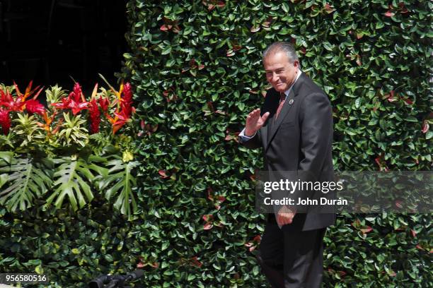 Oscar Adolfo Naranjo Trujillo Vicepresident of Colombia arrives to the Inauguration Day of Costa Rica's elected President Carlos Alvarado at Plaza de...