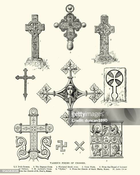 古代のシンボル、十字架の様々 な形態 - ケルト十字点のイラスト素材／クリップアート素材／マンガ素材／アイコン素材