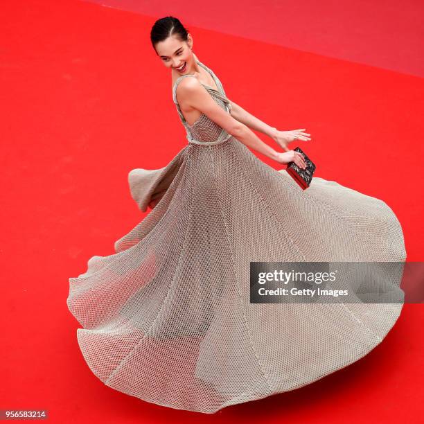 Kiko Mizuhara attends the screening of "Yomeddine" during the 71st annual Cannes Film Festival at Palais des Festivals on May 9, 2018 in Cannes,...