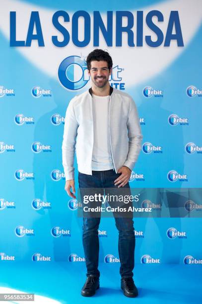 Miguel Angel Munoz attends 'Buscamos La Sonrisa Orbit White' competition at Club Allard restaurant on May 9, 2018 in Madrid, Spain.