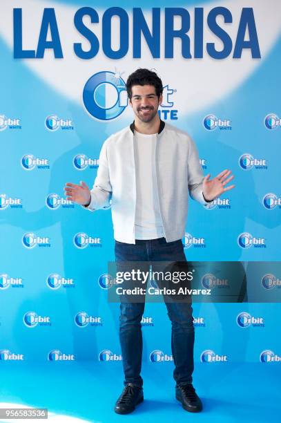 Miguel Angel Munoz attends 'Buscamos La Sonrisa Orbit White' competition at Club Allard restaurant on May 9, 2018 in Madrid, Spain.